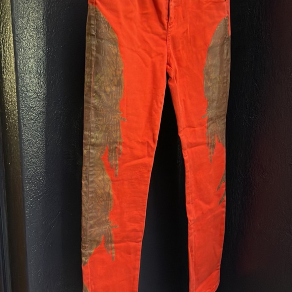 Haute Hippie Orange Jeans With Wings Size 27 - Picture 2 of 5